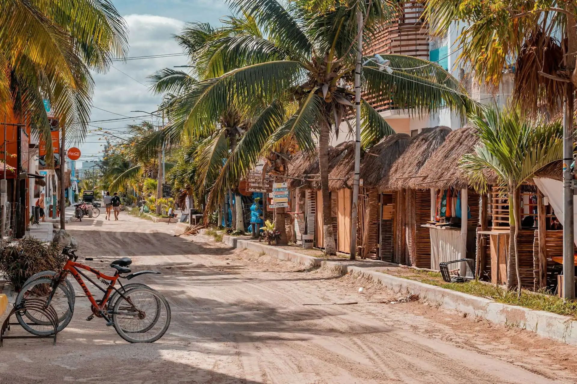 Beachfront hotels and turquoise water on Isla Holbox, Mexico